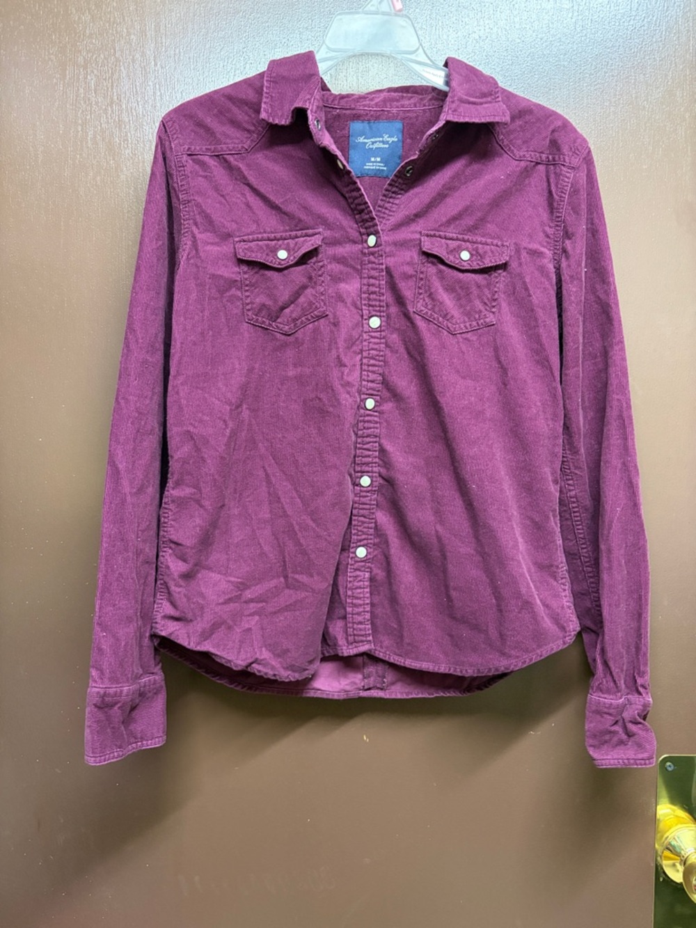 American Eagle Outfitters Corduroy Shirt in Plum